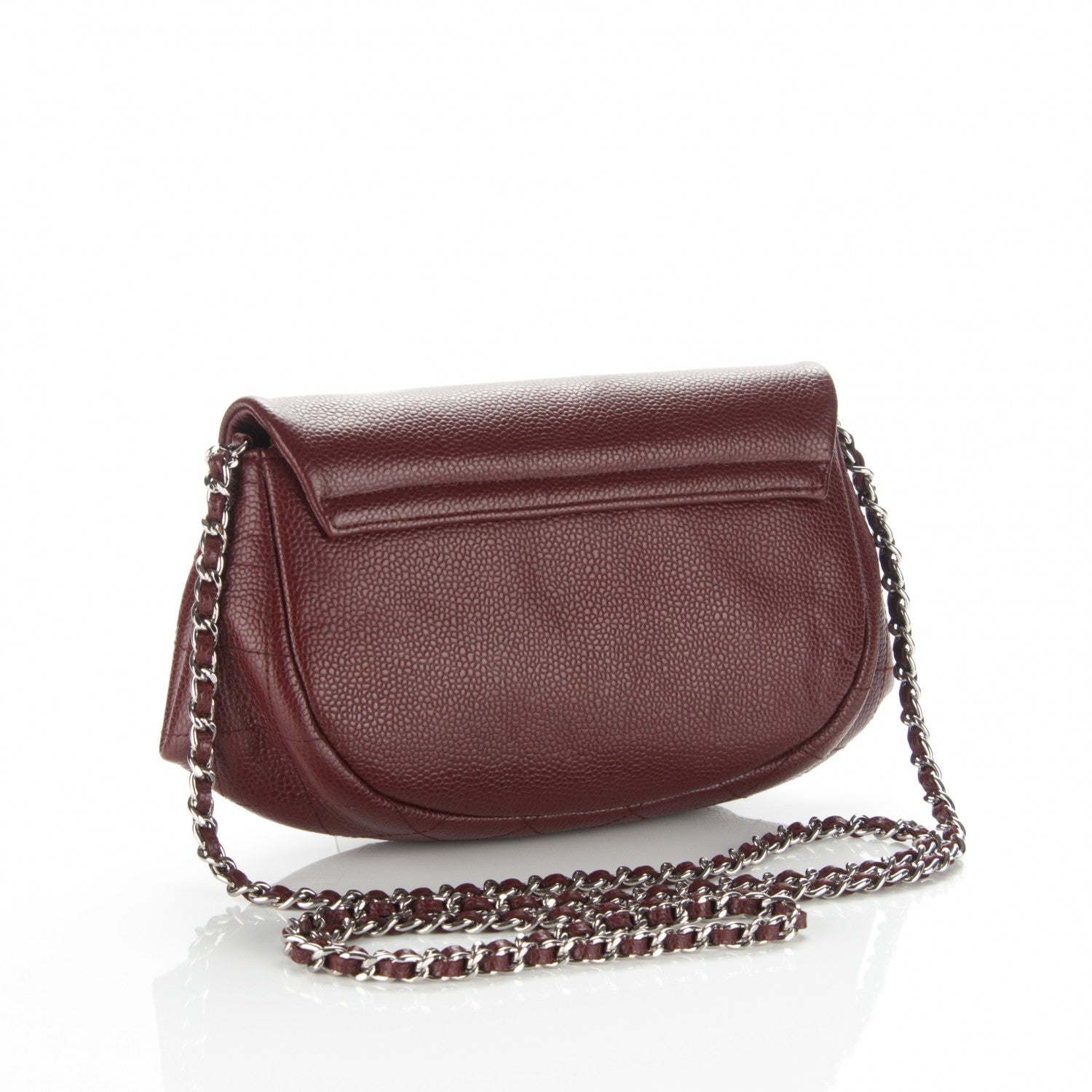 Chanel Caviar Half Moon Wallet On Chain WOC Dark Red 3 of 8