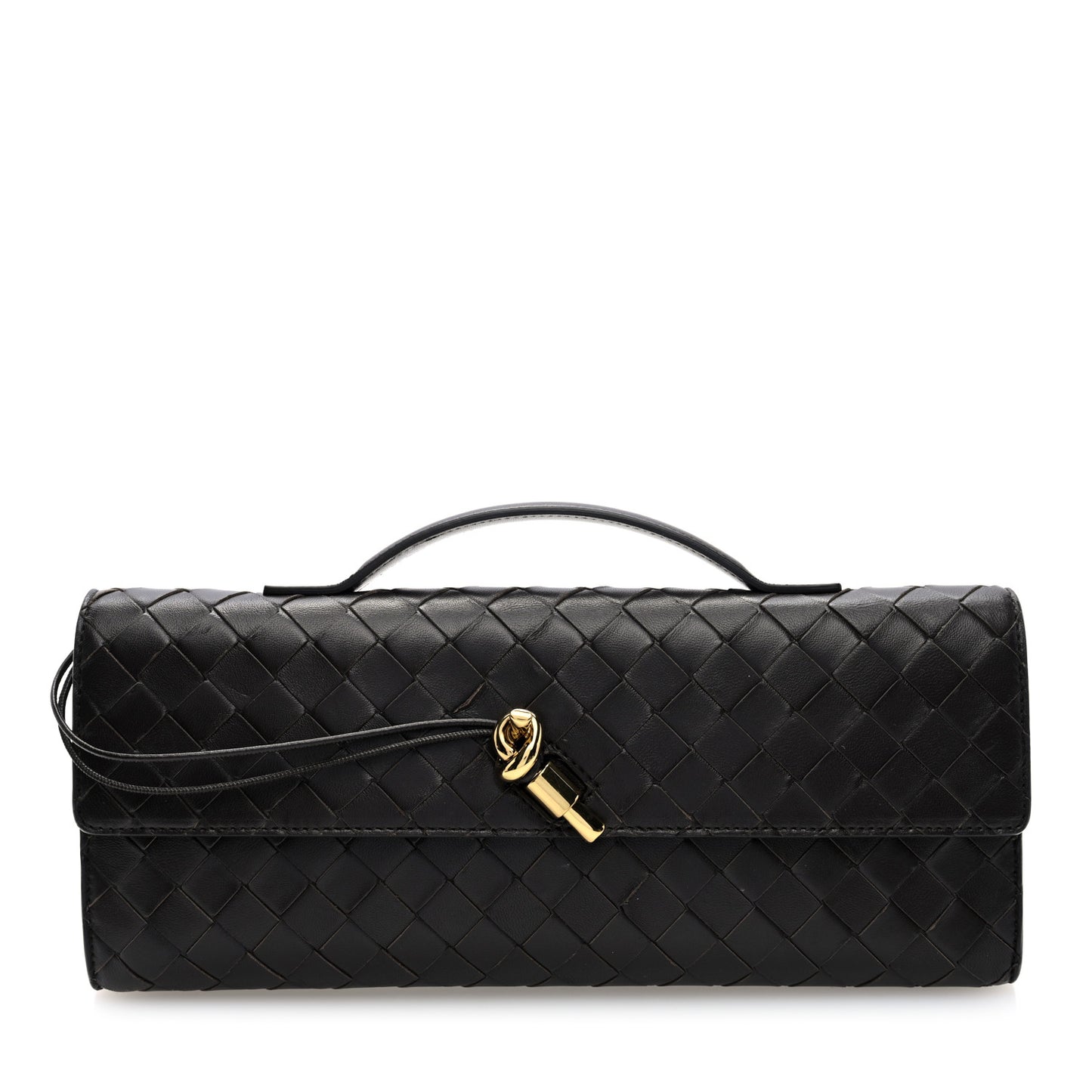 Nappa Intrecciato Long Andiamo Top Handle Clutch Fondant