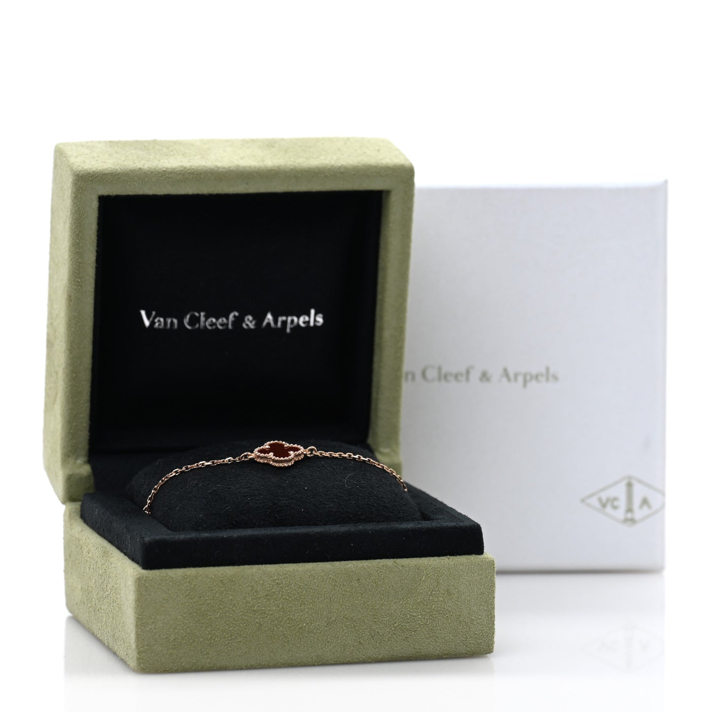 18K Rose Gold Carnelian Sweet Alhambra Bracelet