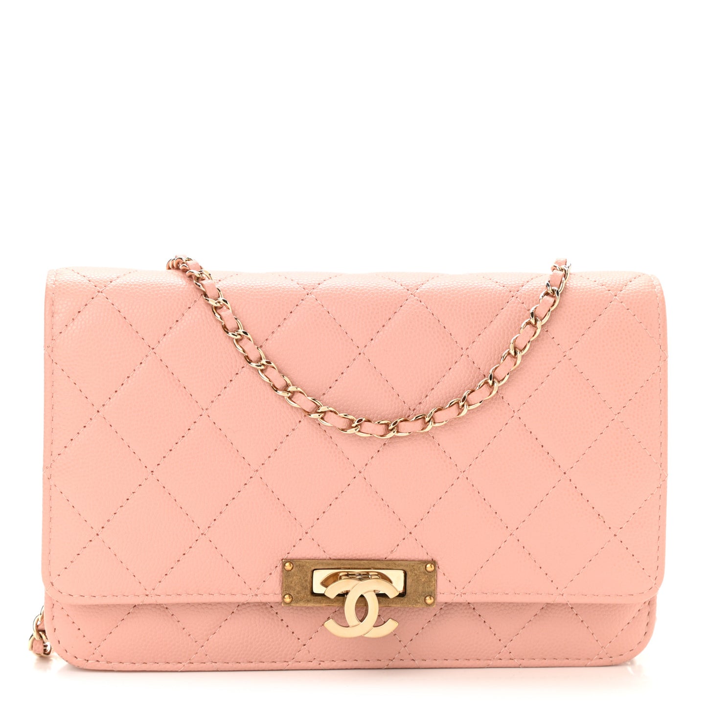 Caviar Quilted Golden Class Wallet On Chain WOC Pink