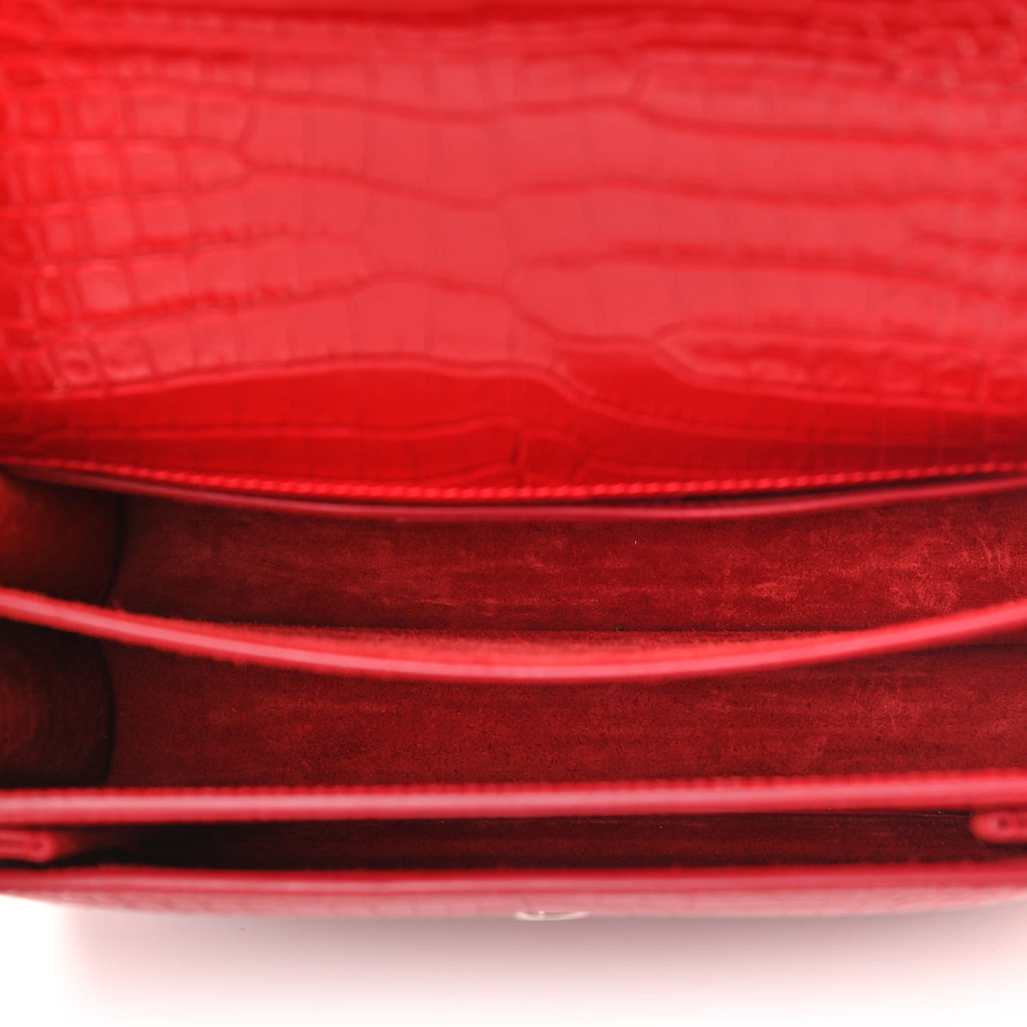 Calfskin Crocodile Embossed Medium Monogram Sunset Rouge Eros