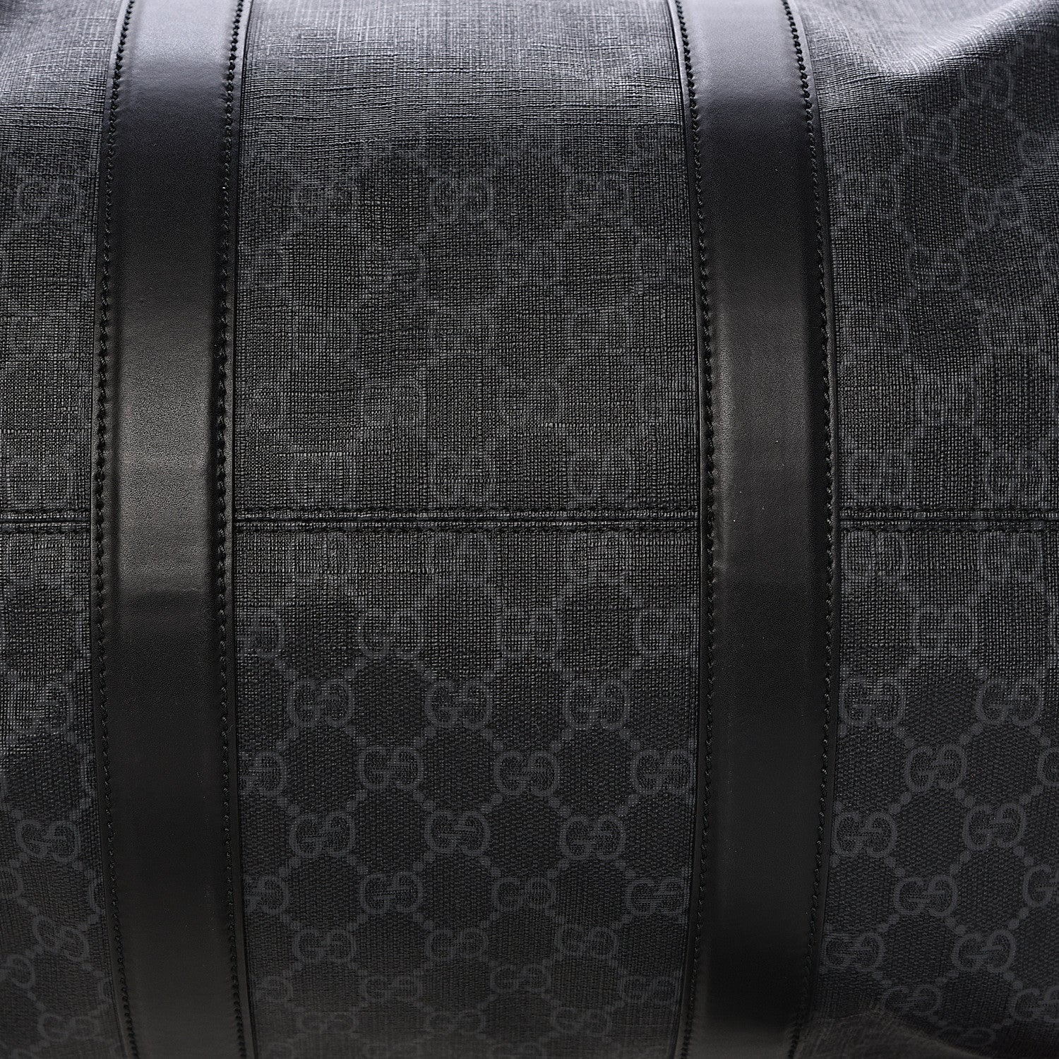 Gucci Soft GG Supreme Monogram Appia Calfskin Web Large Carry On Duffle Bag Black Grey 16 of 17