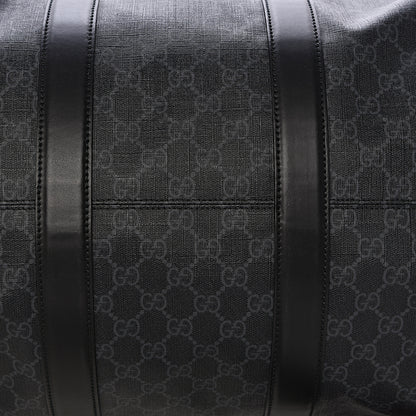 Gucci Soft GG Supreme Monogram Appia Calfskin Web Large Carry On Duffle Bag Black Grey 16 of 17