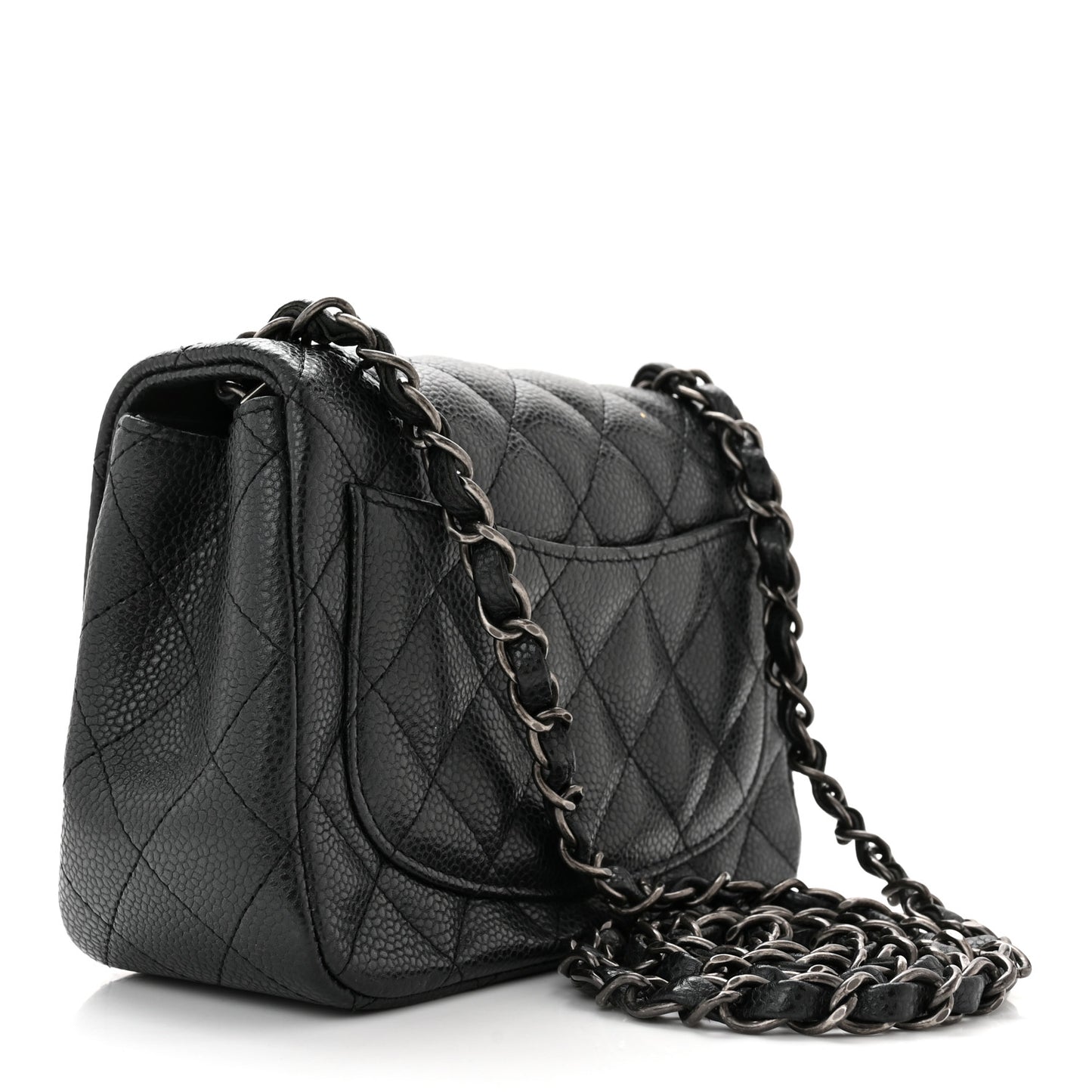 Caviar Quilted Mini Square Flap Dark Charcoal