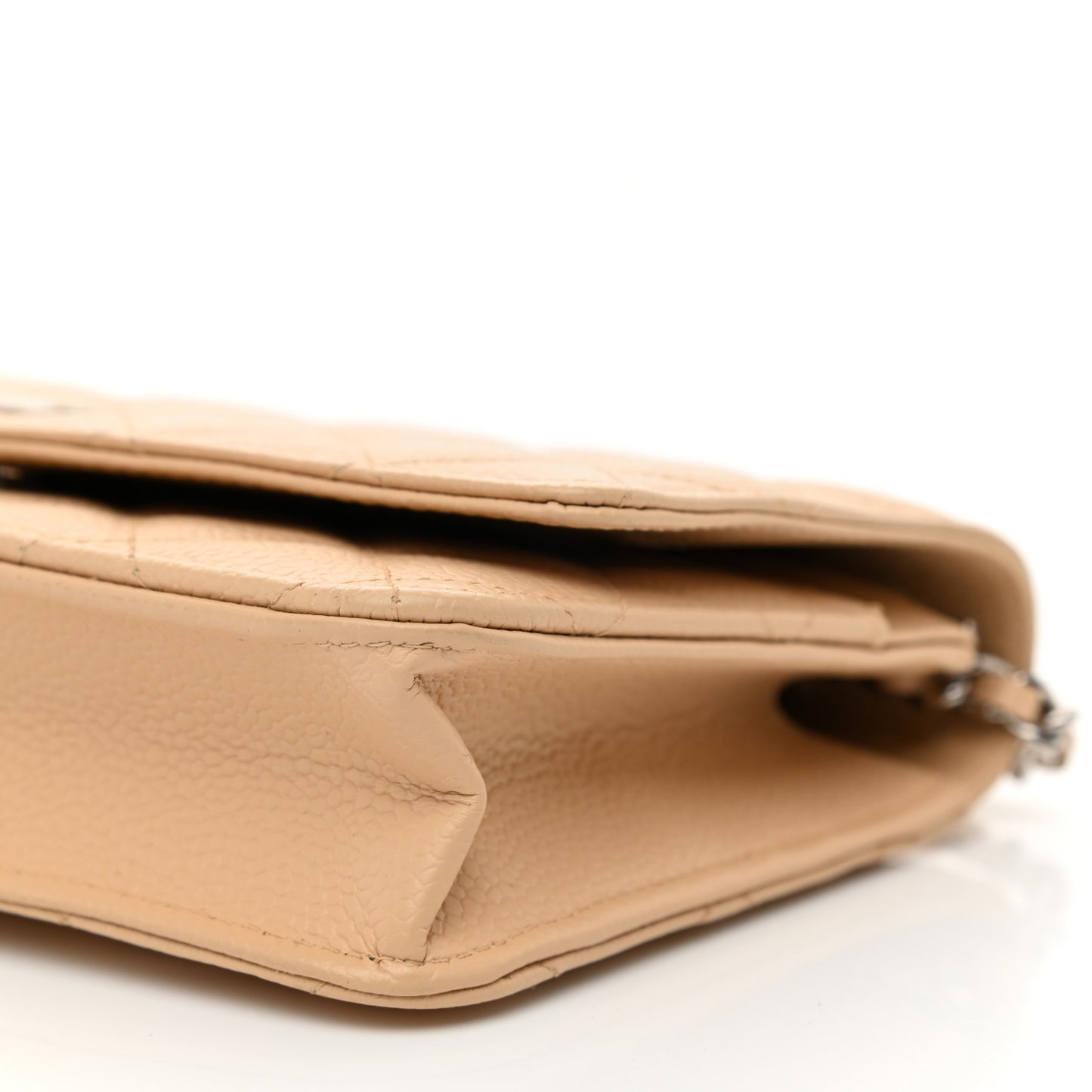 Caviar Quilted Wallet On Chain WOC Beige