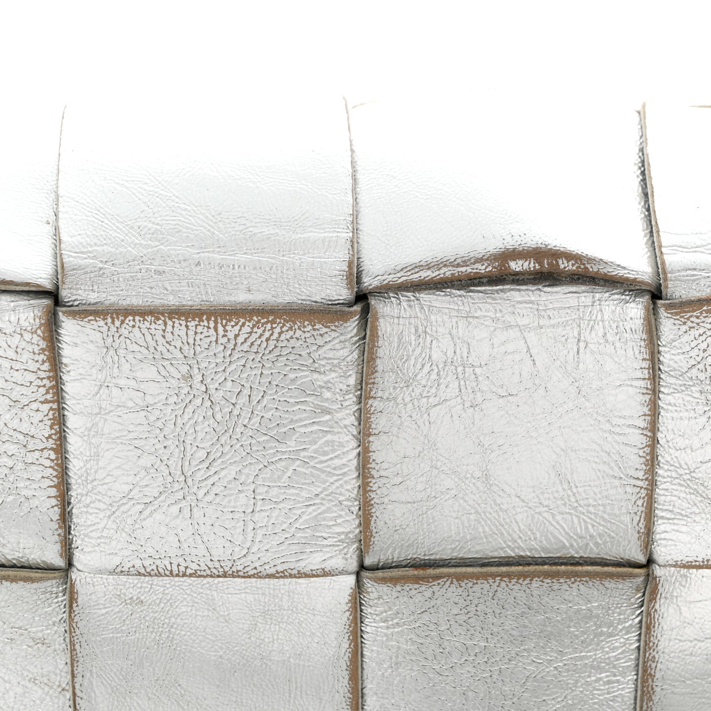 Metallic Lambskin Maxi Intrecciato Cassette Crossbody Bag Silver