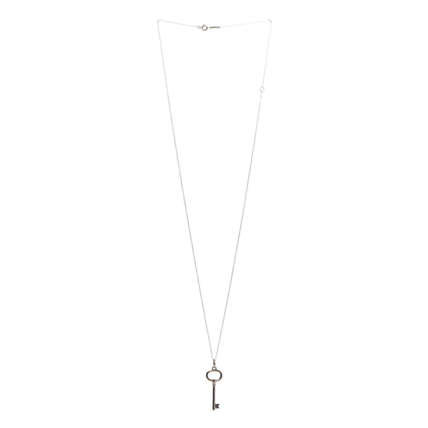 Tiffany 18K Rose Gold Small Oval Key Pendant Necklace 3 of 7