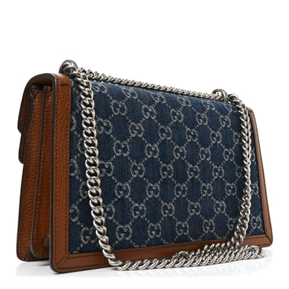 Gucci New Denim GG Monogram Dollar Calfskin Enamel Small Dionysus Shoulder Bag Blue Tea Cuir Epilog Electric Blue 3 of 10