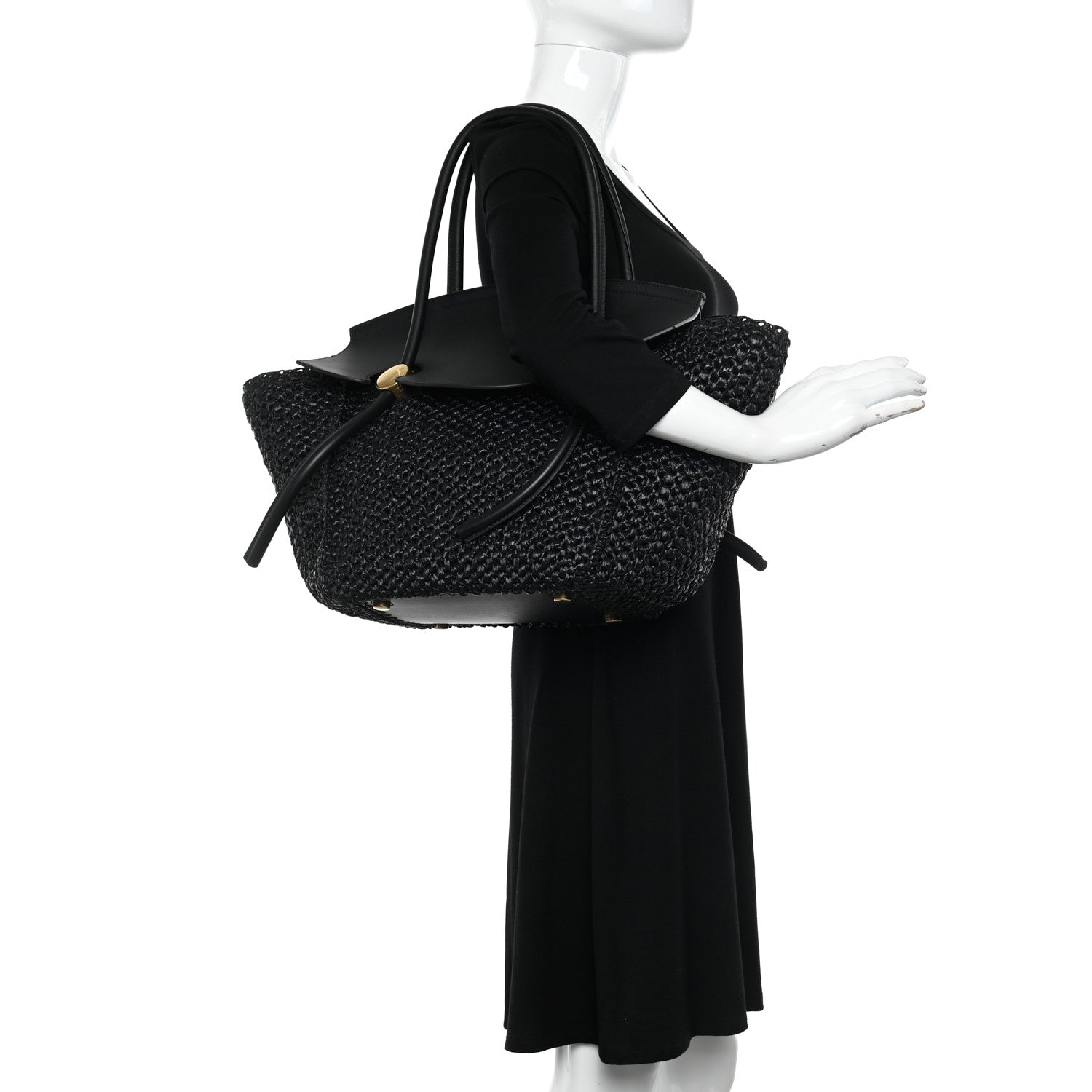 Proenza Schouler Raffia Calfskin Pipe Bag Black 3 of 10