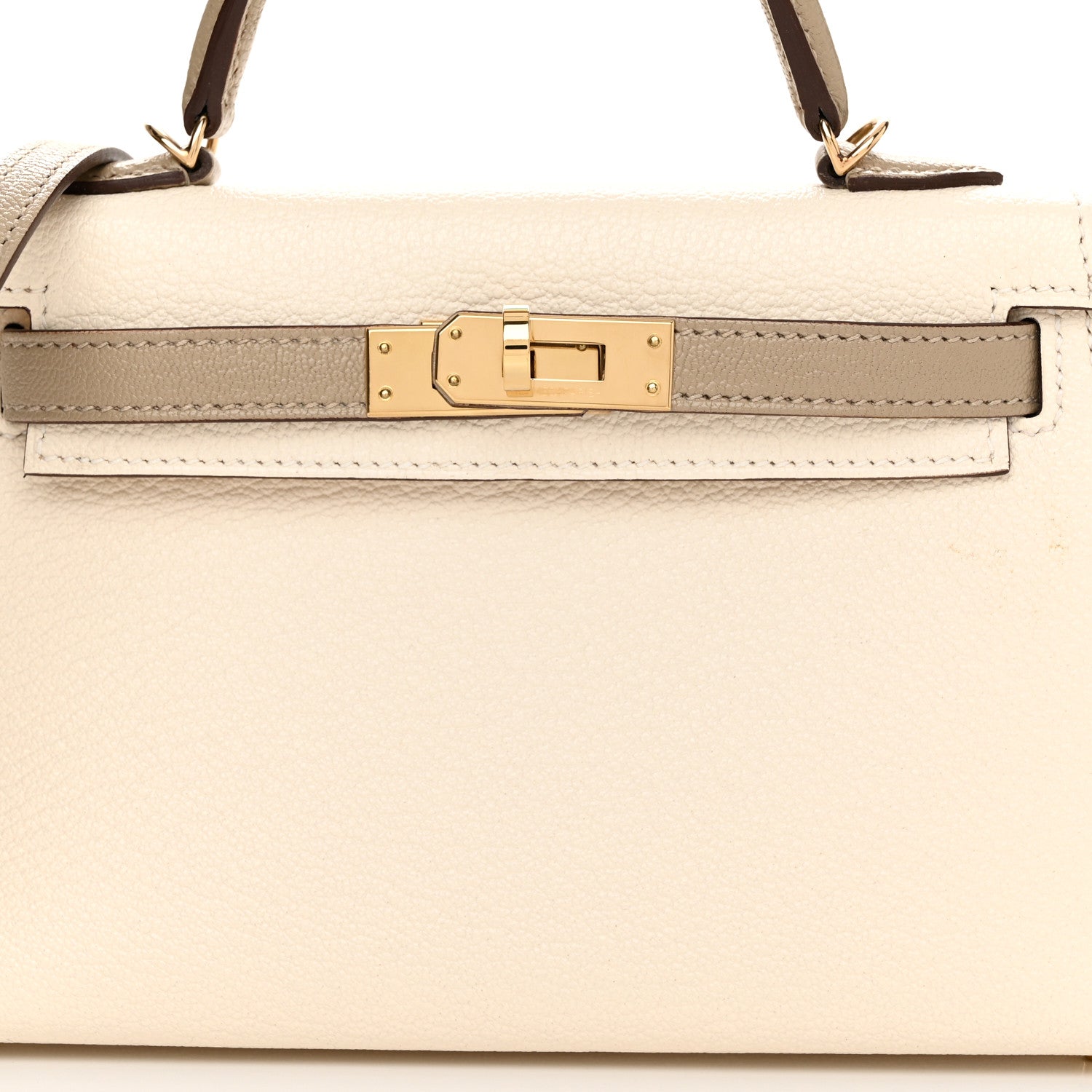 Hermes Chevre Mysore Horseshoe Mini Kelly Sellier 20 Craie Gris Asphalte 8 of 11