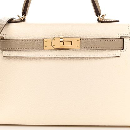 Hermes Chevre Mysore Horseshoe Mini Kelly Sellier 20 Craie Gris Asphalte 8 of 11