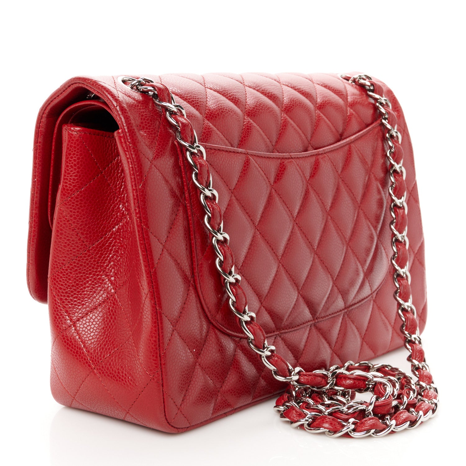 Chanel Caviar Quilted Jumbo Double Flap Red 3 of 12