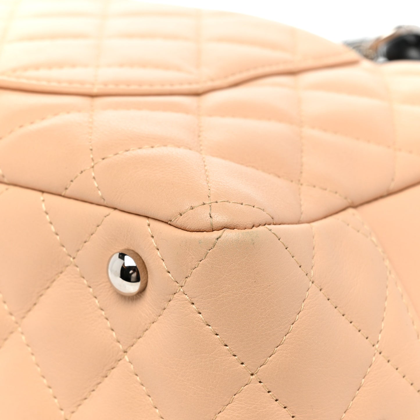 Calfskin Quilted Large Cambon Bowler Beige Black