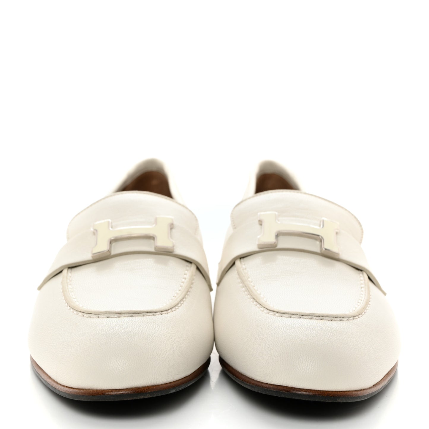 Calfskin Womens Paris Loafers 38.5 White