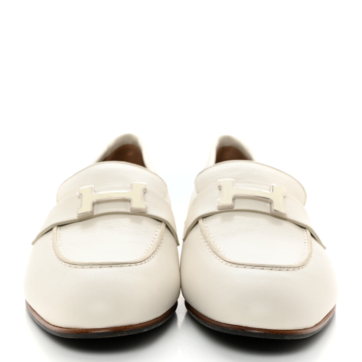 Hermes Calfskin Womens Paris Loafers 38.5 White 2 of 10