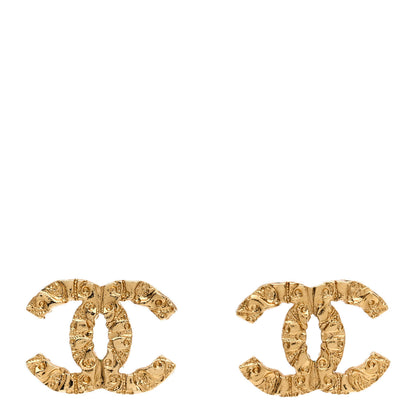 Chanel Metal Textured CC Earrings Gold 1 of 5