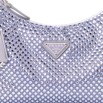 Prada Satin Crystal Mini Re-Edition 2000 Bag Glicine 7 of 9