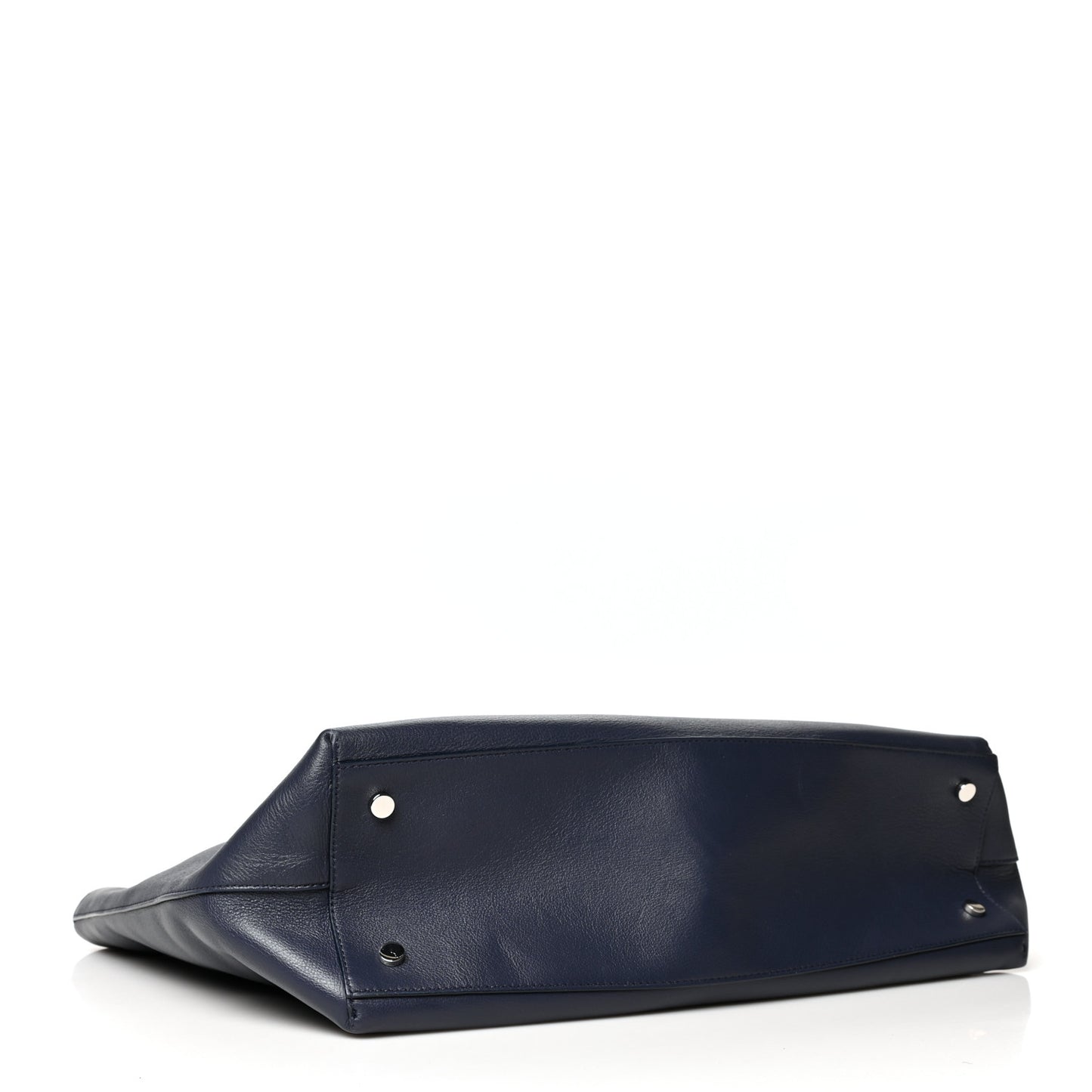 Calfskin Crystal Buckle Shopping Tote Navy Blue