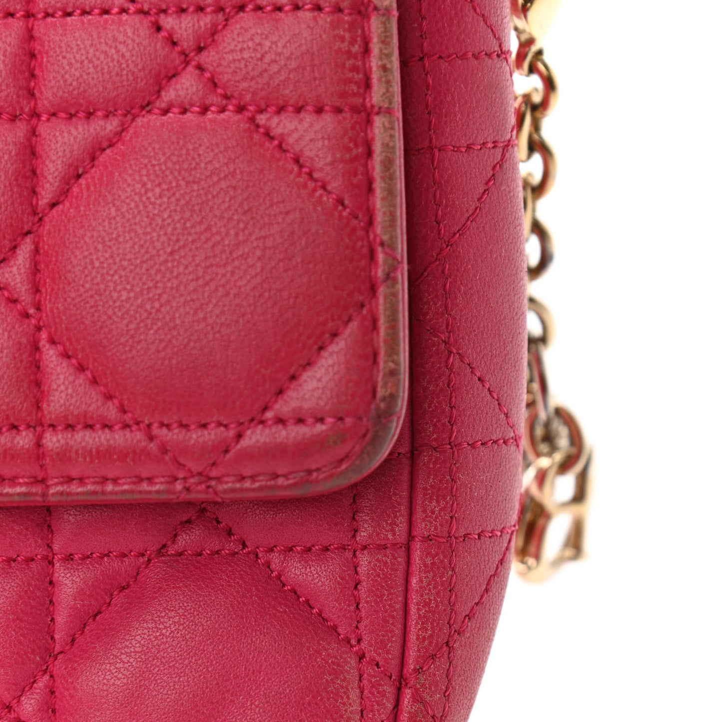 Lambskin Cannage Miss Dior Promenade Pouch Fuchsia