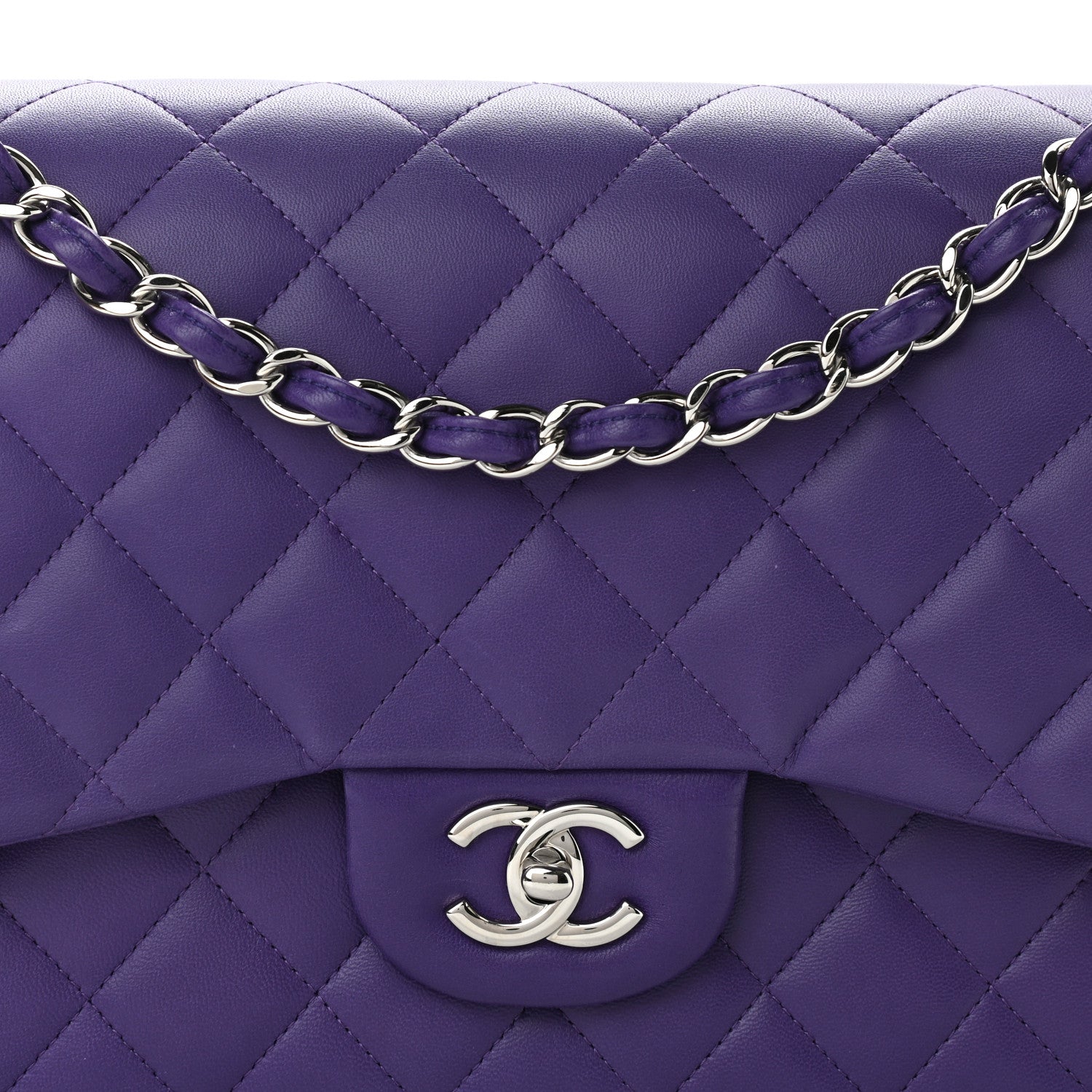 Chanel Lambskin Quilted Jumbo Double Flap Purple 7 of 9