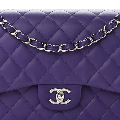 Chanel Lambskin Quilted Jumbo Double Flap Purple 7 of 9