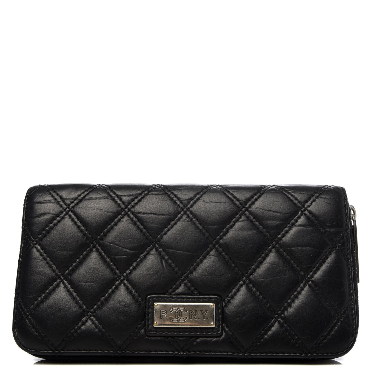 Chanel Aged Calfskin Quilted Paris New York PNY Wallet Black 1 of 10
