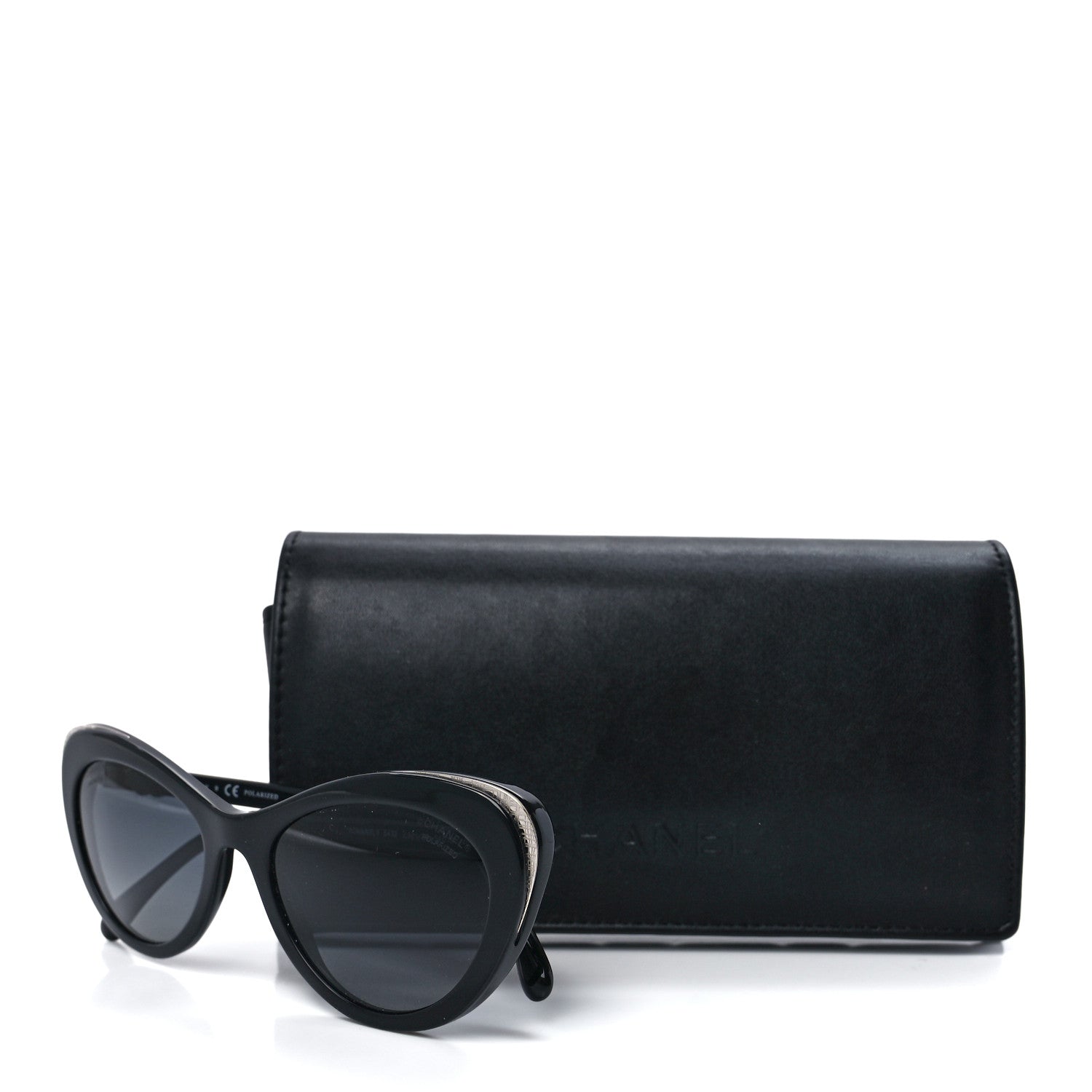 Chanel Acetate Polarized Cat Eye CC Sunglasses 5432 Black 8 of 8