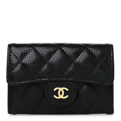 Chanel Caviar Quilted Flap Card Holder Wallet Black 1 of 12
