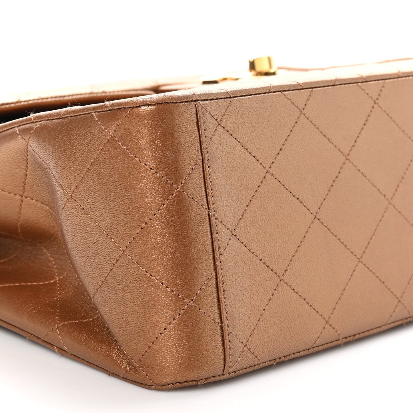 Metallic Lambskin Quilted XL Jumbo Single Flap Bronze