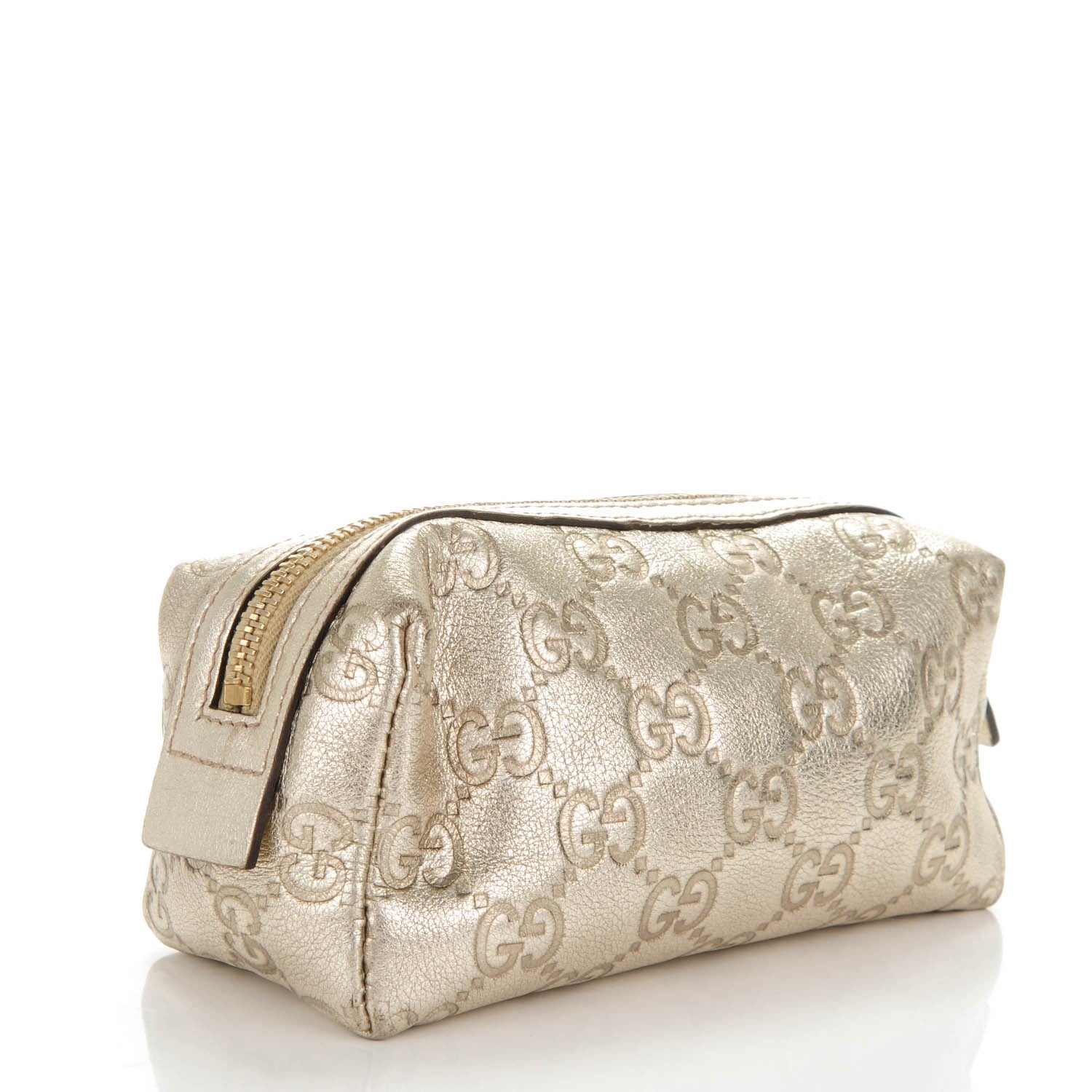 Gucci Metallic Guccissima Small Cosmetic Case Gold 3 of 8