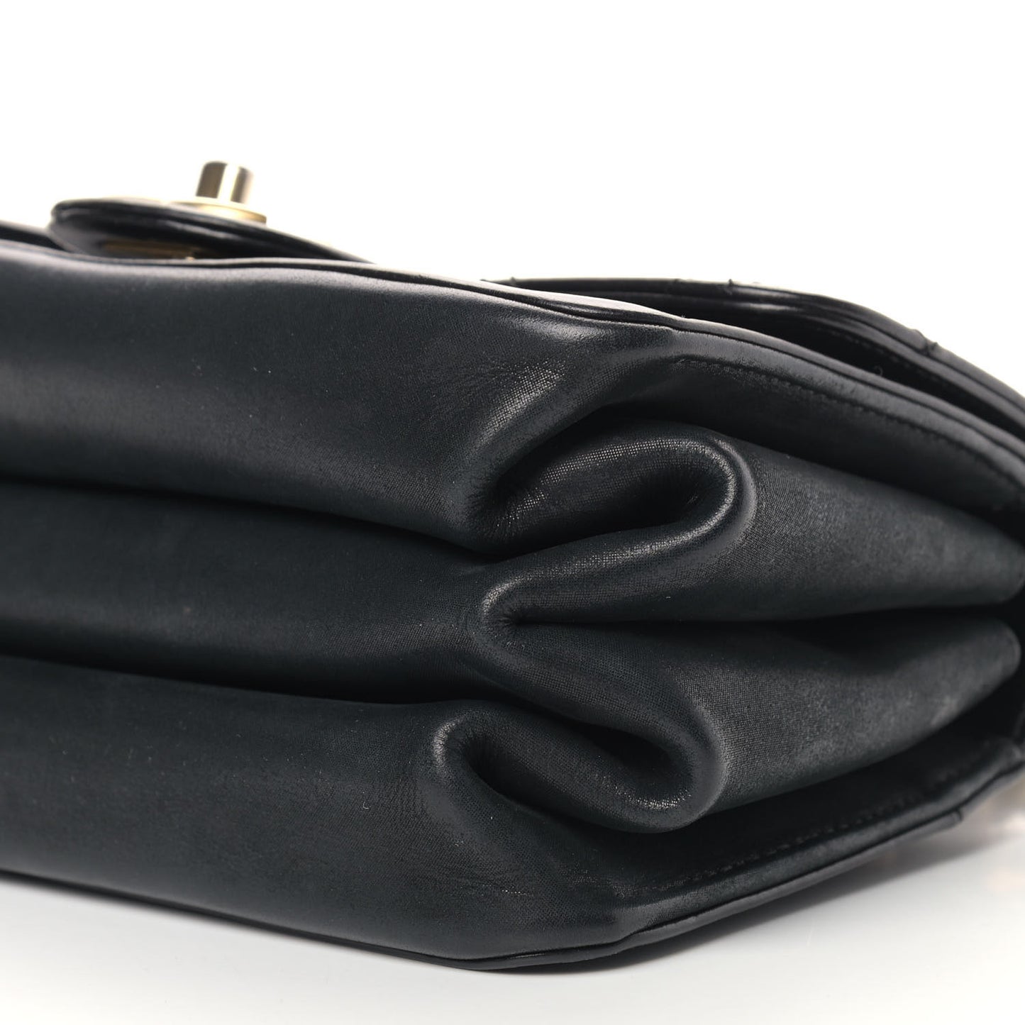 Iridescent Calfskin Quilted Mini Straight Lined Flap Black
