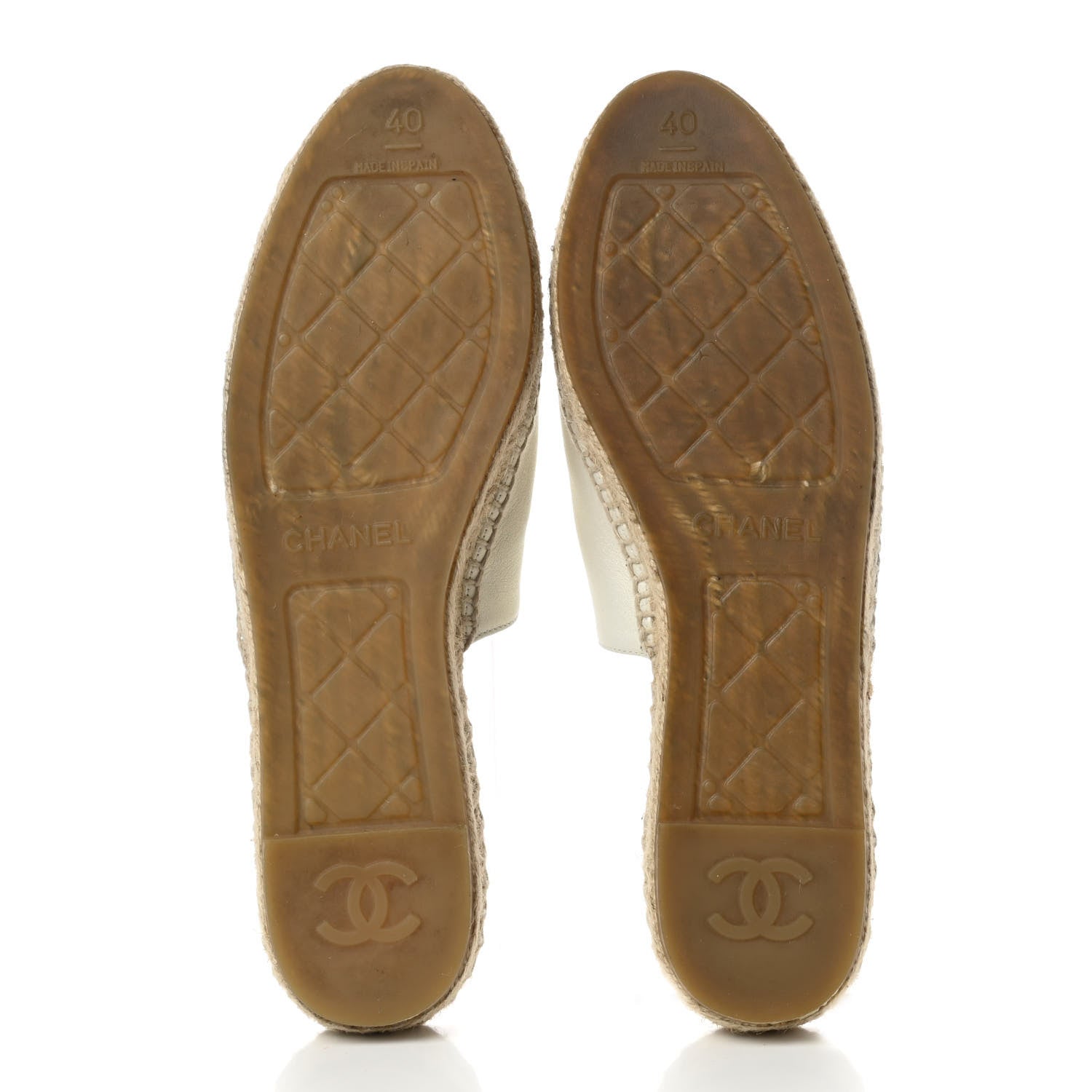 Chanel Iridescent Goatskin CC Espadrille Mules 40 Ivory Black 5 of 9