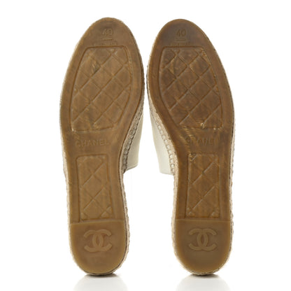 Chanel Iridescent Goatskin CC Espadrille Mules 40 Ivory Black 5 of 9