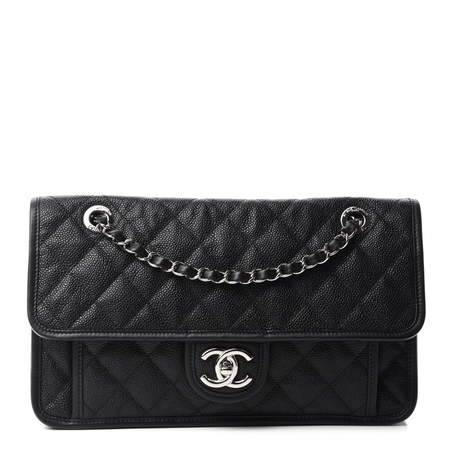 Caviar Quilted Medium French Riviera Flap Black