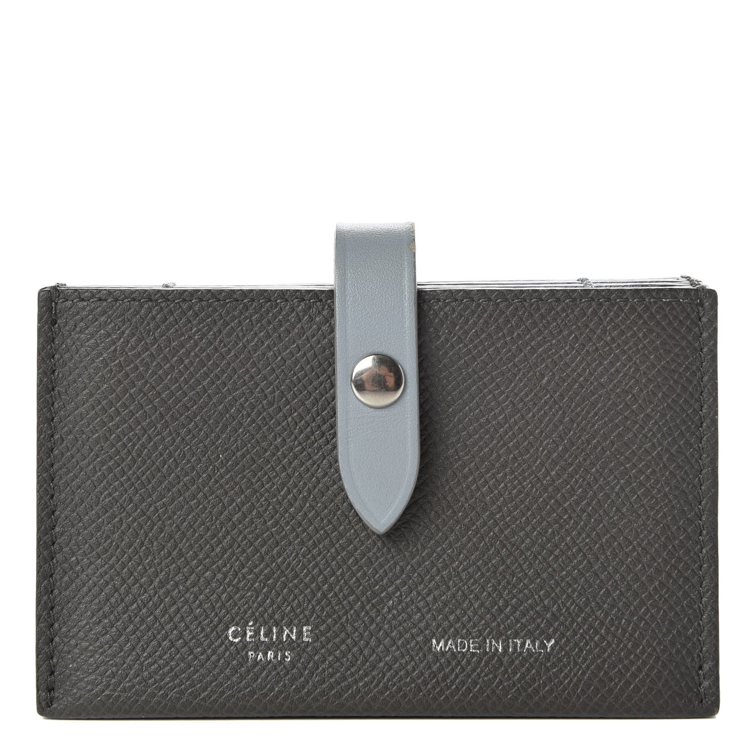 Grained Shiny Calfskin Accordion Card Holder Grey