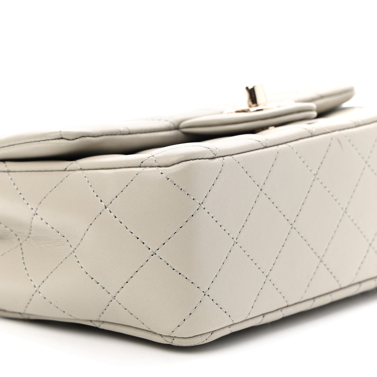 Lambskin Quilted Mini Rectangular Flap Grey