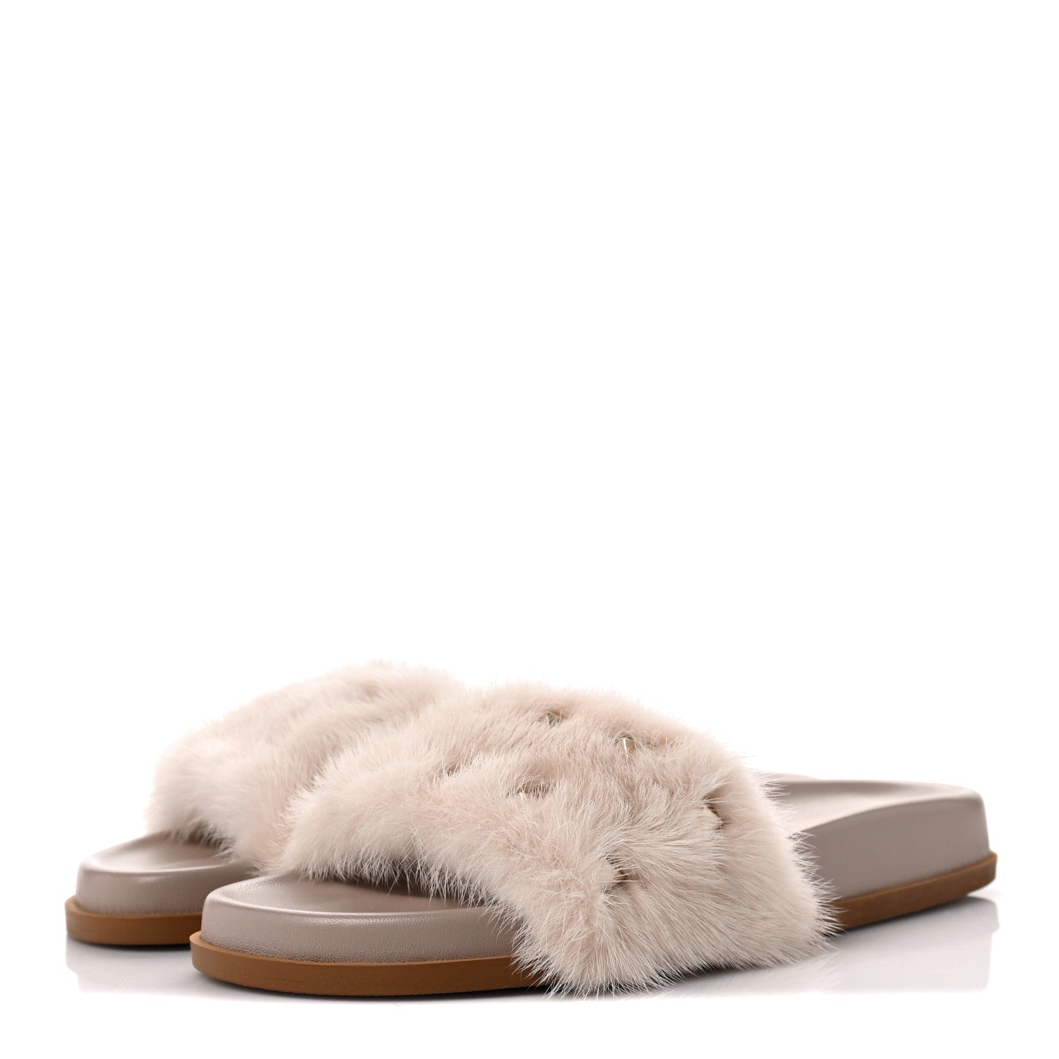 Valentino Garavani Mink Fur Rockstud Slide Sandals 37 Vapeur 3 of 8