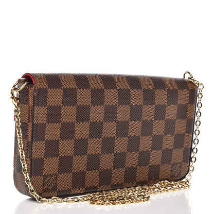 Louis Vuitton Damier Ebene Pochette Felicie Chain Wallet 3 of 8