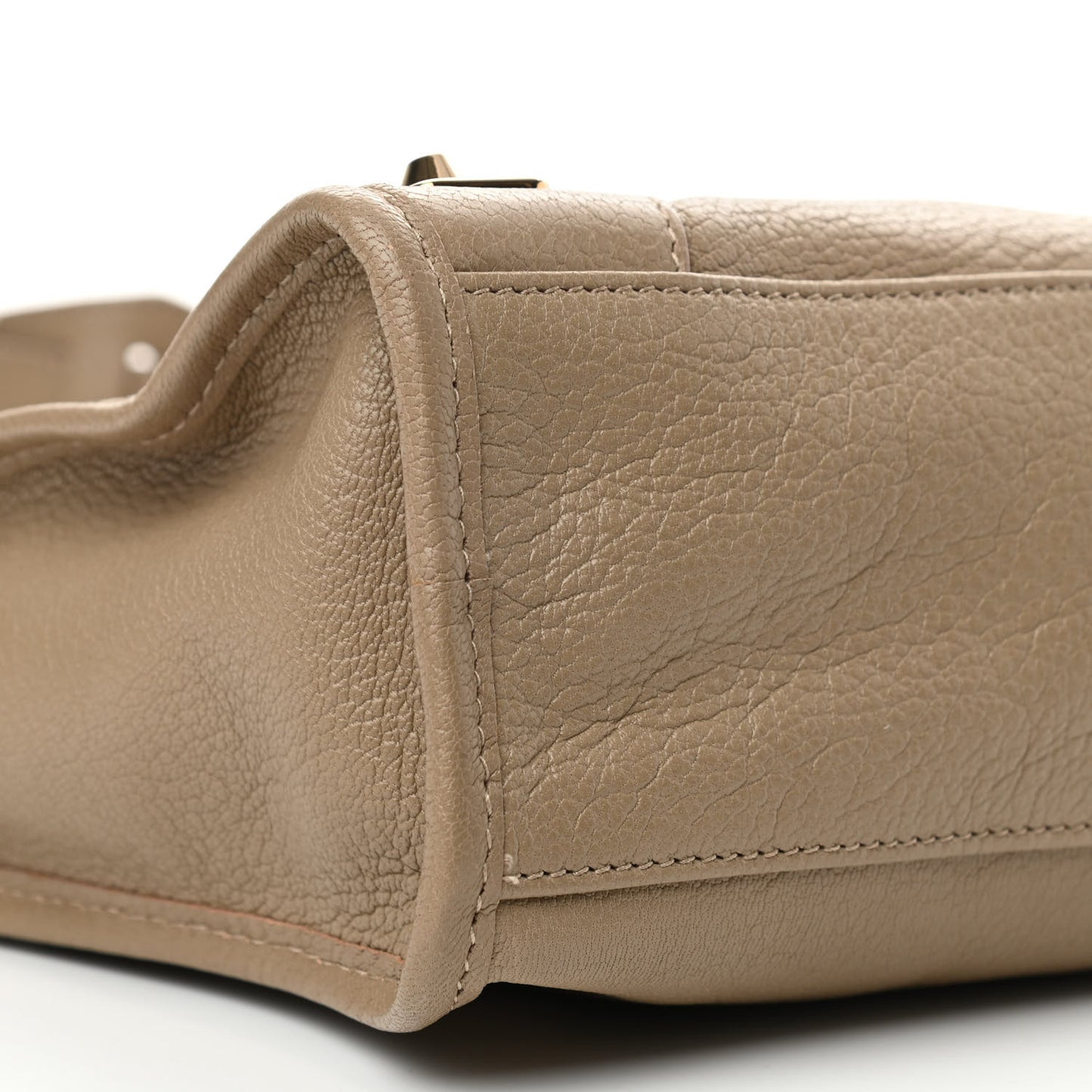 Chevre Gold Metallic Edge Hardware S City Beige Latte