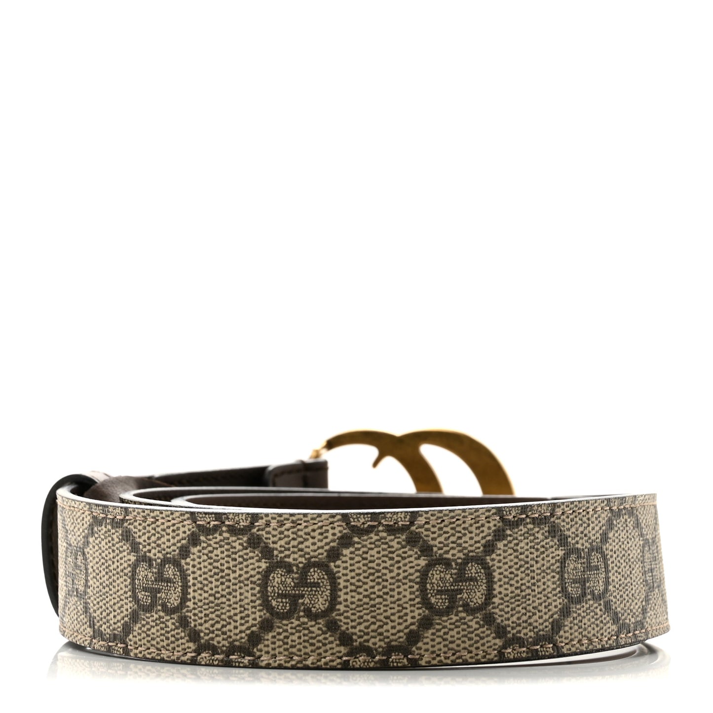 GG Supreme Monogram Matte Plutone Calfskin Double G 30mm Belt 80 32 Beige Ebony New Acero