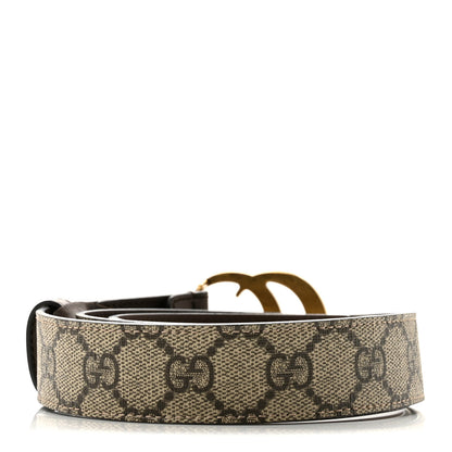 Gucci GG Supreme Monogram Matte Plutone Calfskin Double G 30mm Belt 80 32 Beige Ebony New Acero 2 of 7