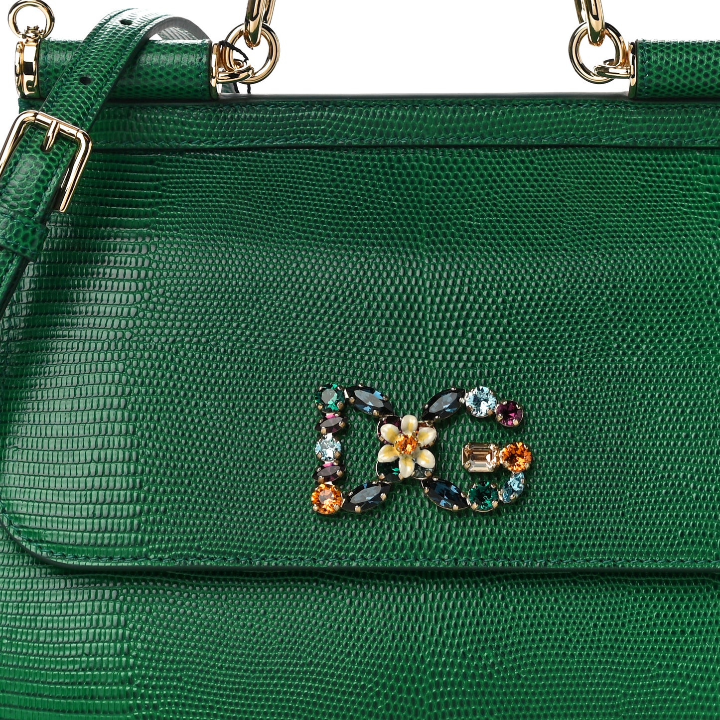 Stampa Iguana Crystal Medium Miss Sicily Satchel Green