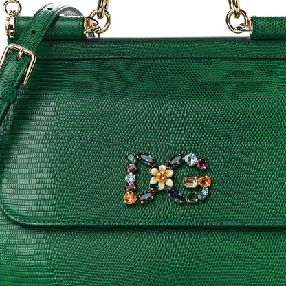 Dolce & Gabbana Stampa Iguana Crystal Medium Miss Sicily Satchel Green 7 of 10