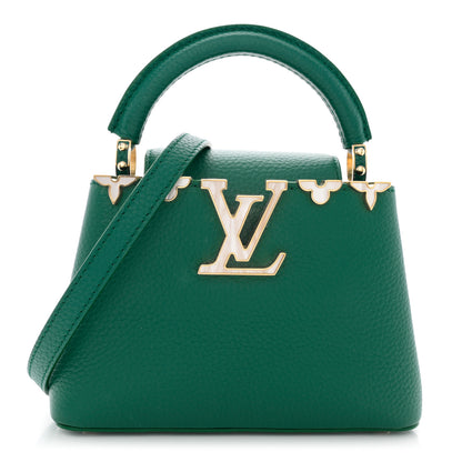 Louis Vuitton Taurillon Mother of Pearl Flower Crown Mini Capucines Green 1 of 9