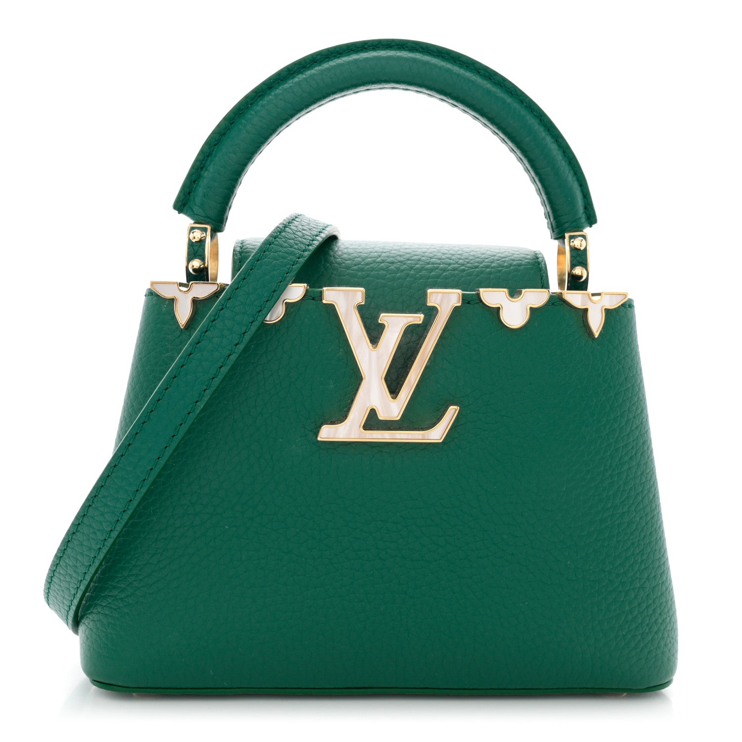 Louis Vuitton Taurillon Embellished Flower Crown Mini Capucines Green 1 of 9