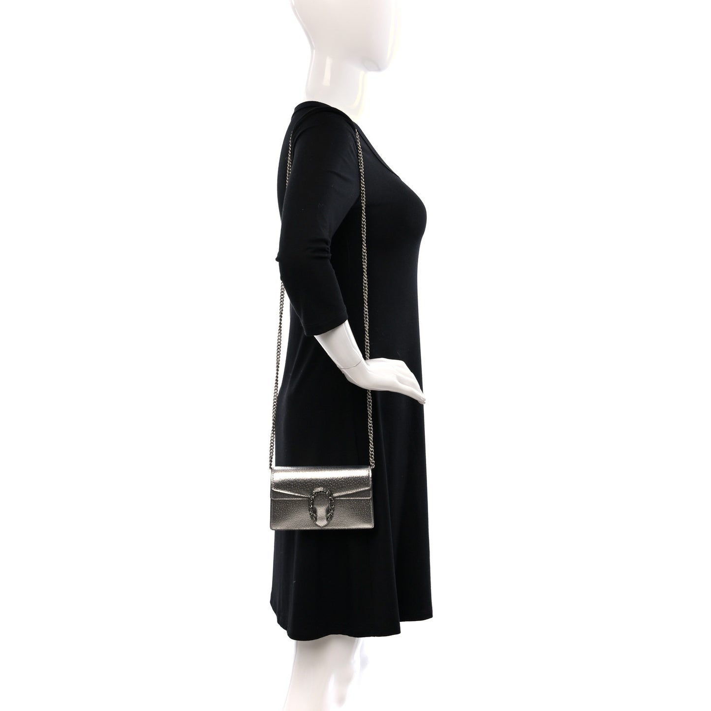 Metallic Calfskin Super Mini Dionysus Shoulder Bag Silver