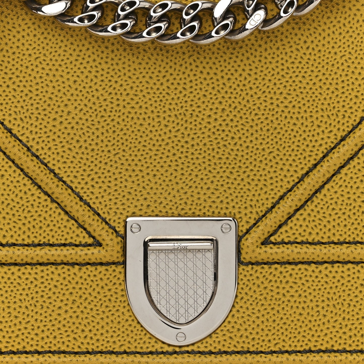 Grained Calfskin Medium Diorama Flap Bag Yellow