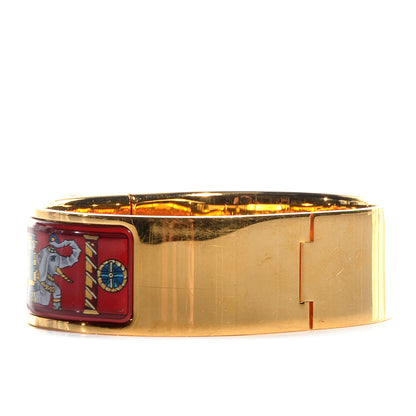 Hermes Enamel Printed Clic Clac Torana Elephants Wide Bracelet GM 3 of 6
