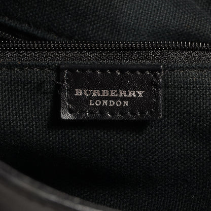 Burberry Leather Haymarket Check Horn Toggle Shoulder Bag Black 6 of 9