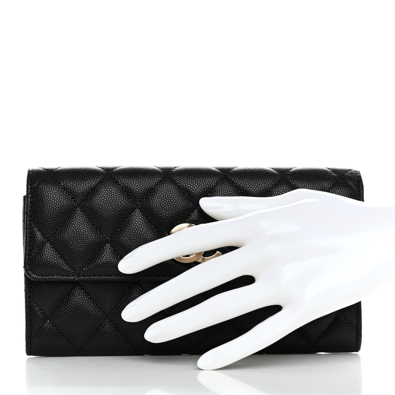 Chanel Caviar Quilted CC Large Gusset Flap Wallet Black 2 of 8